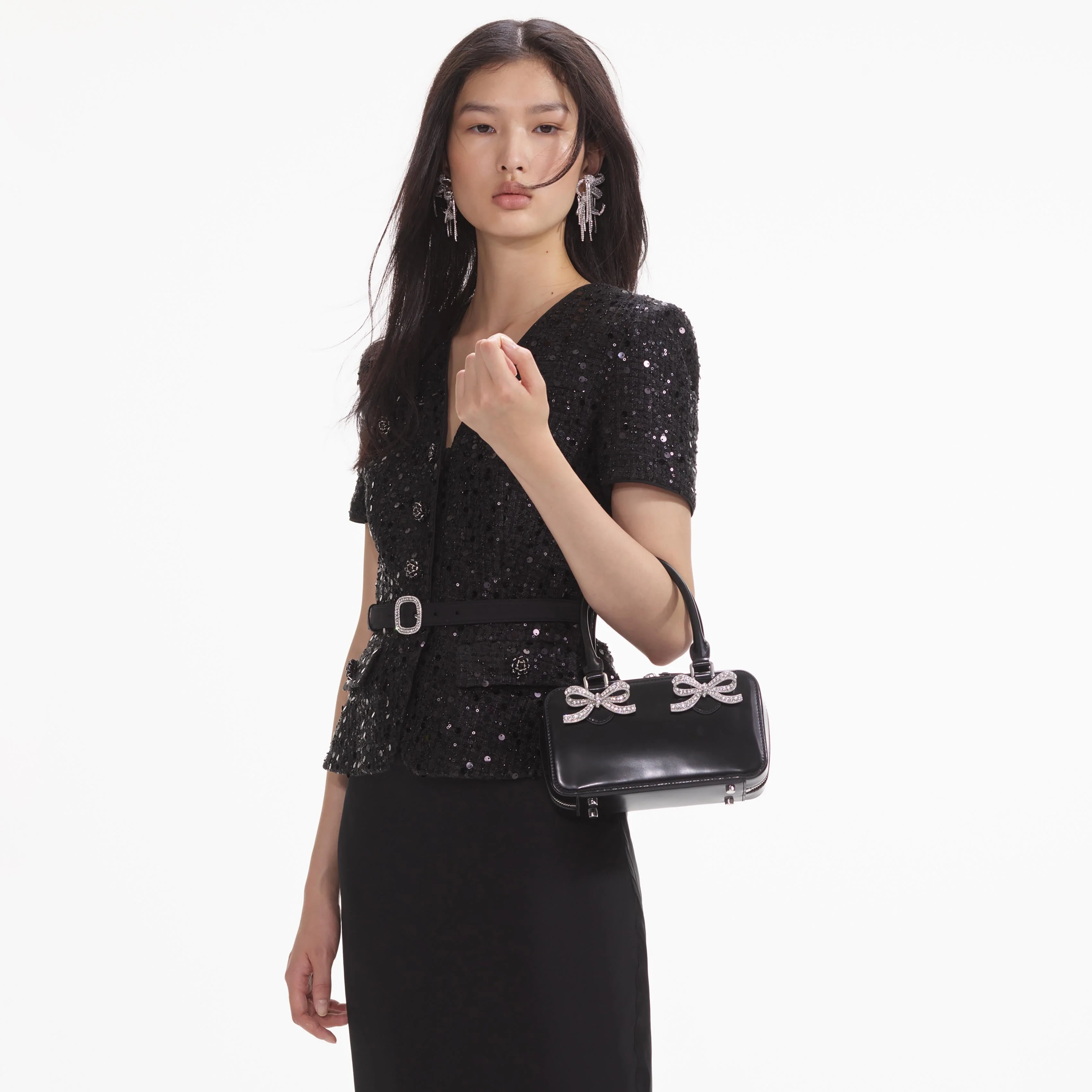 Black Leather Mini Tote Bag - Image 5