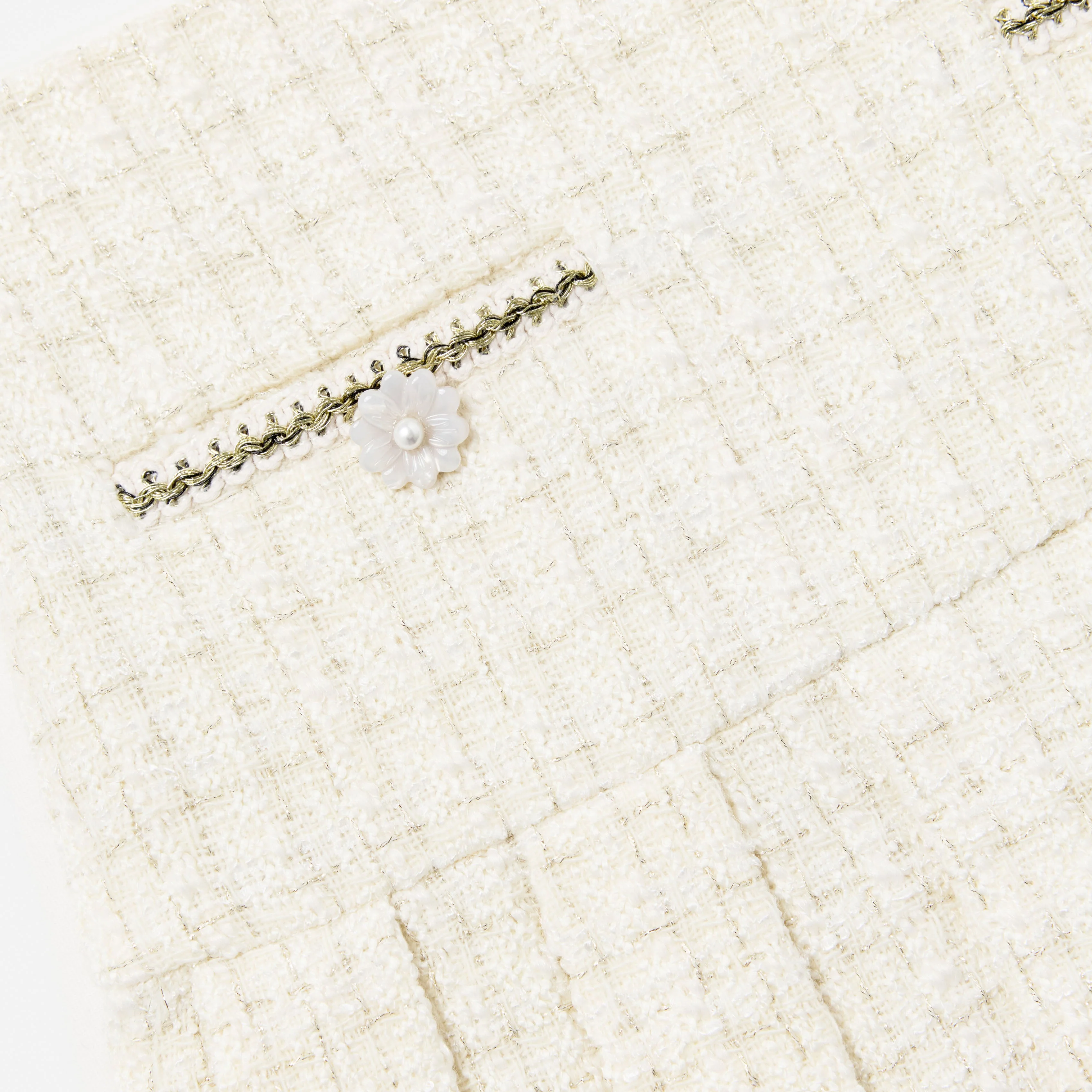 Cream Boucle Pleated Skirt - Image 3