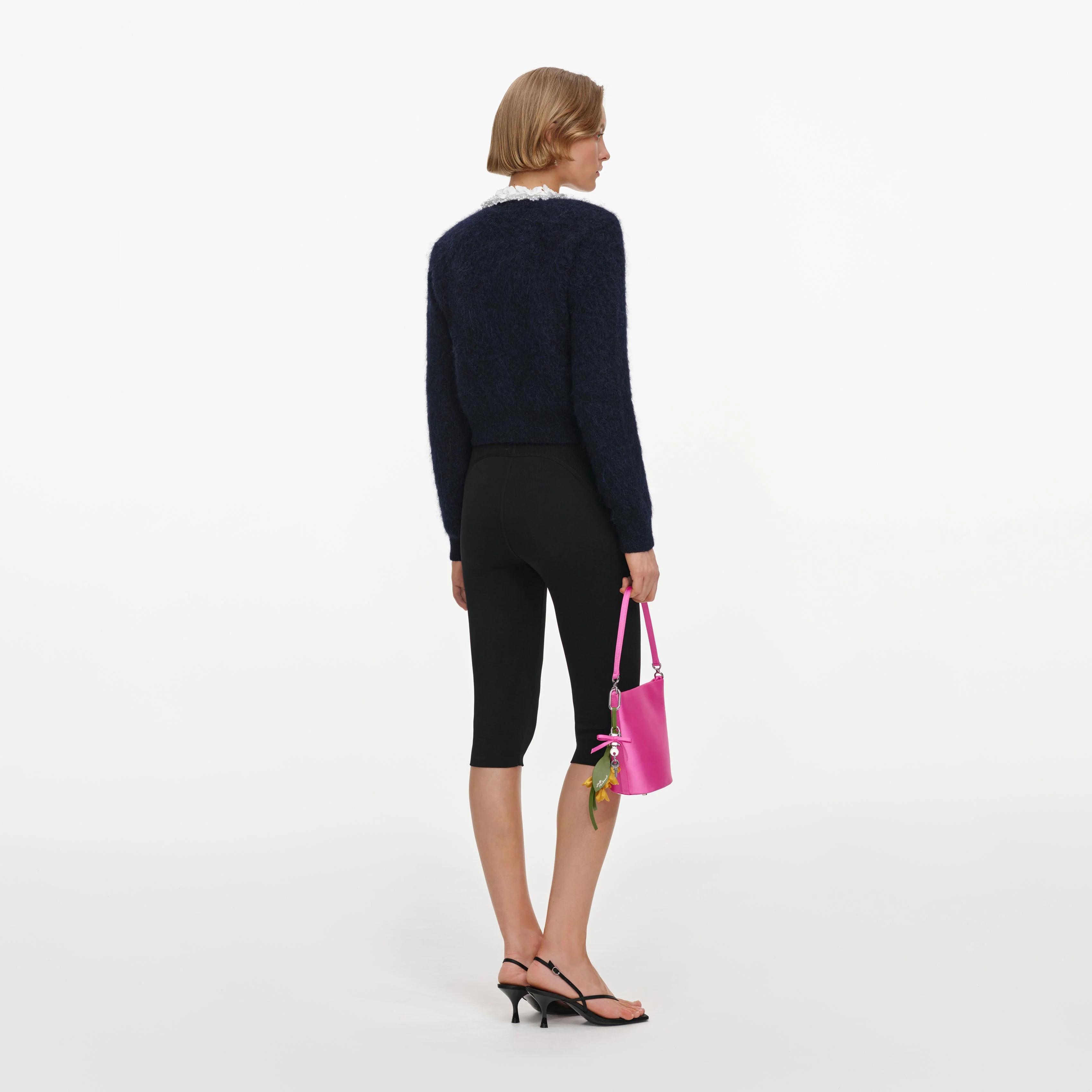 Navy Flower Pearl Trim Knit Jumper - Image 3