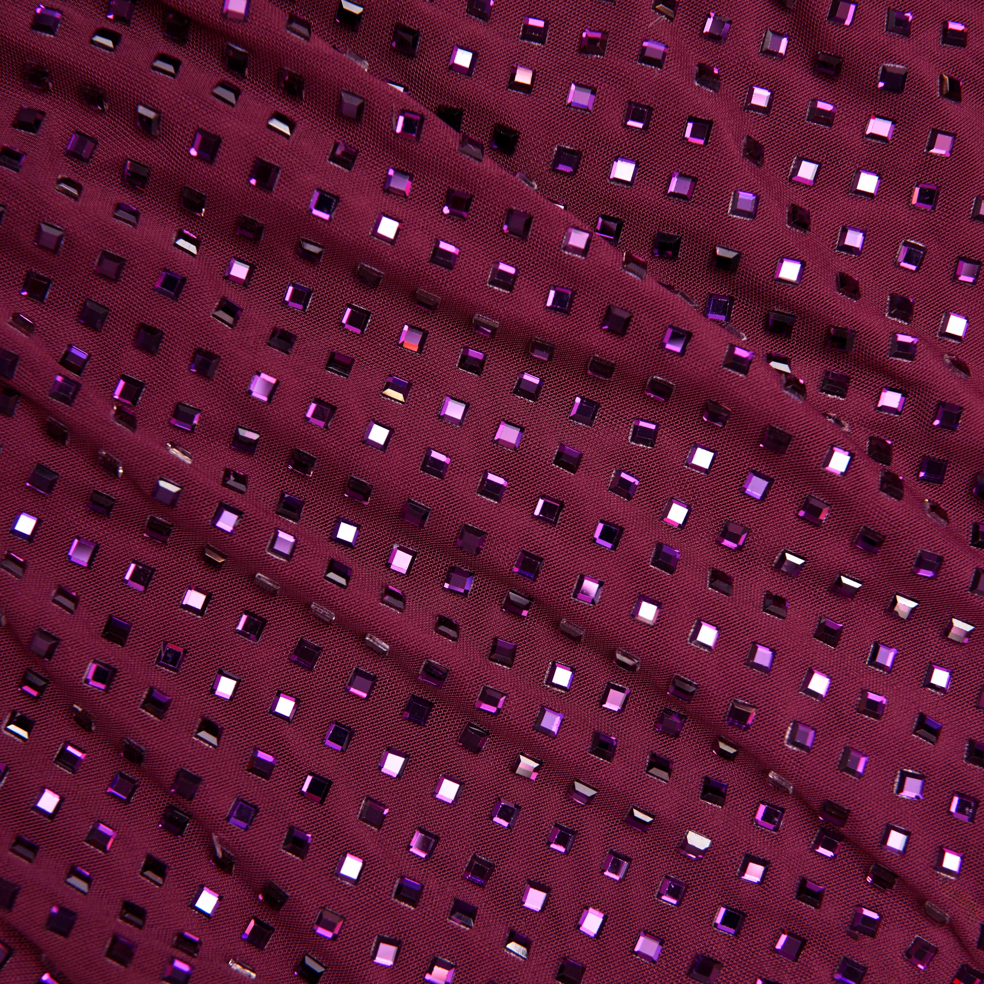 Burgundy Rhinestone Keyhole Maxi Dress - Image 5