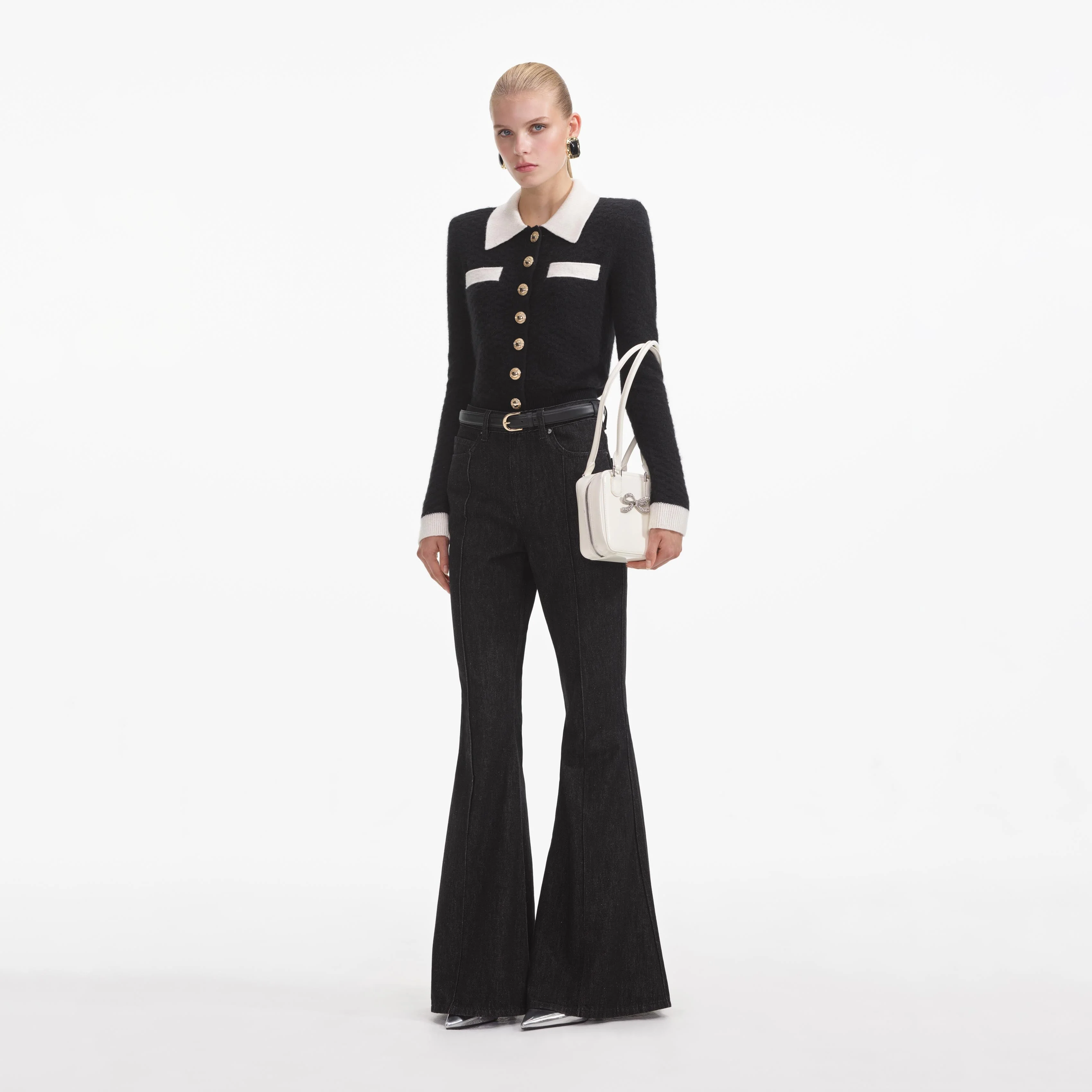 Black Textured Cardigan - Image 2