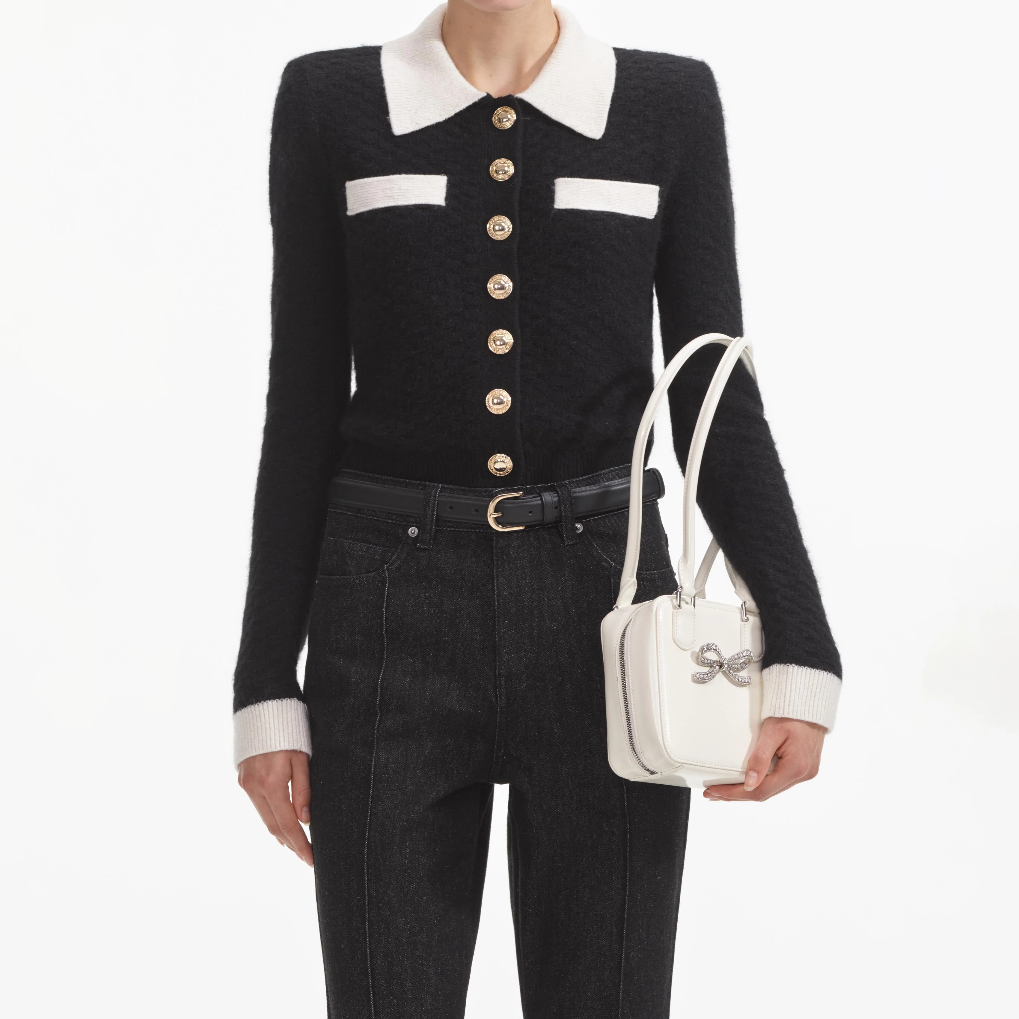 Black Textured Cardigan - Image 4