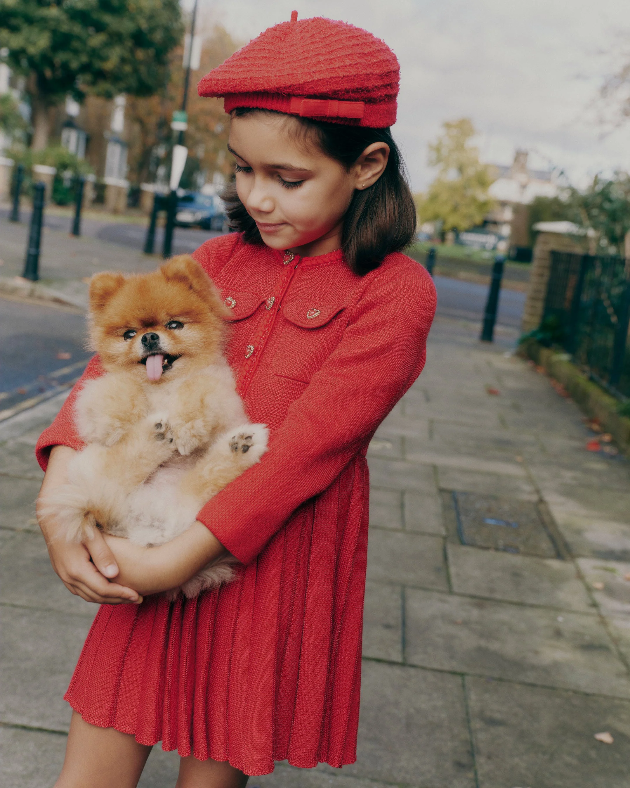 Red Knit Pleated Dress - Image 4