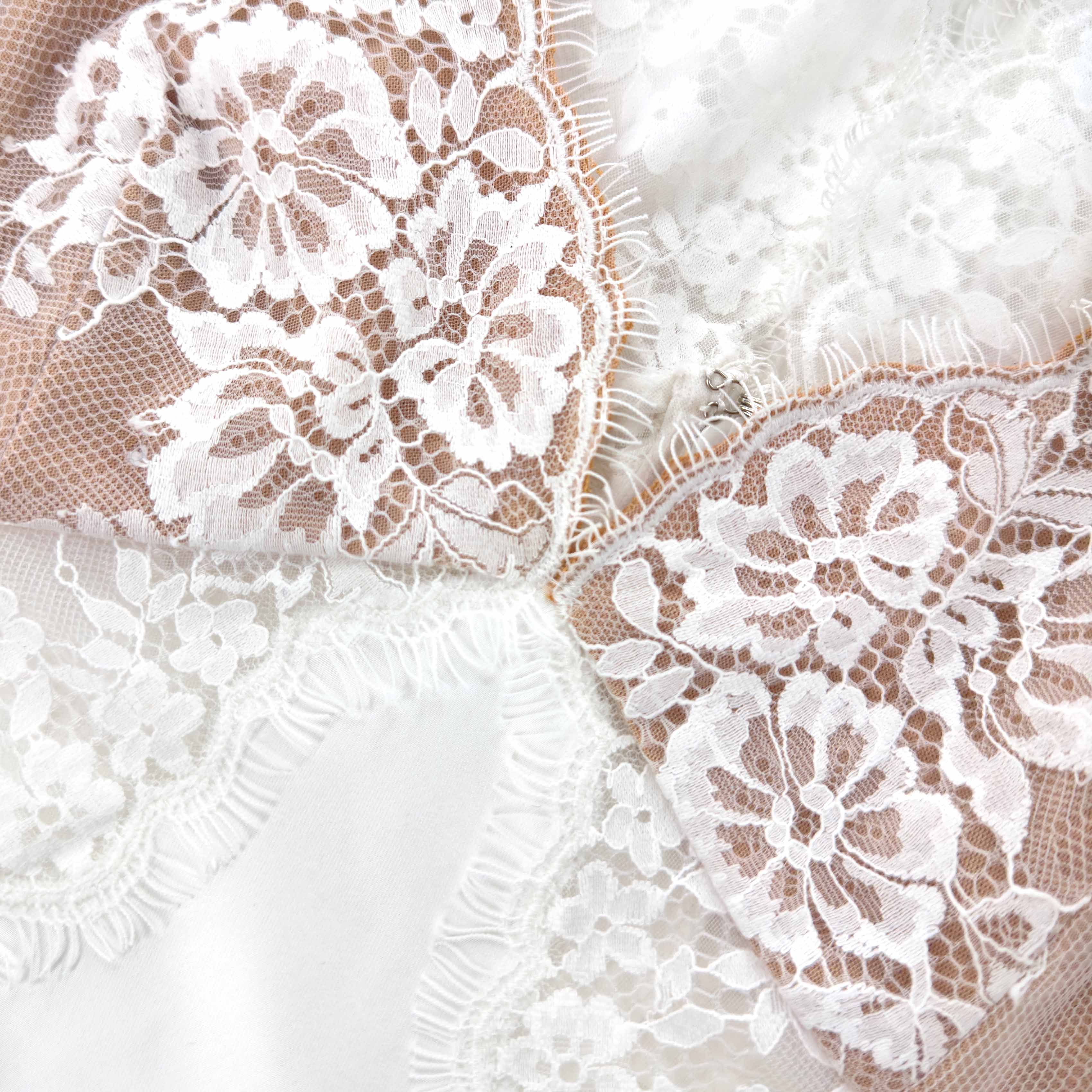 White Lace Satin Long Sleeve Maxi Dress - Image 5
