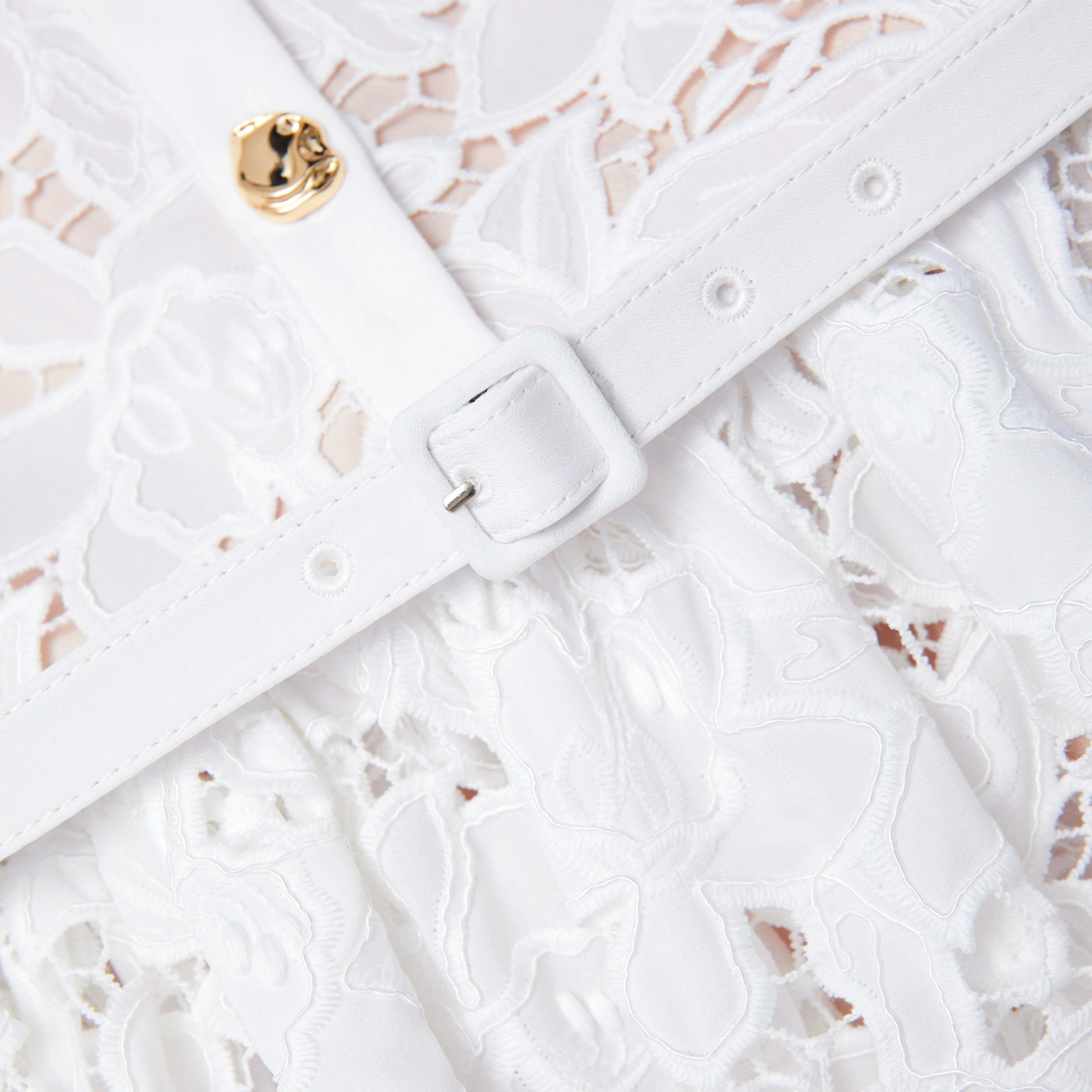 White Lace Tiered Mini Dress - Image 5